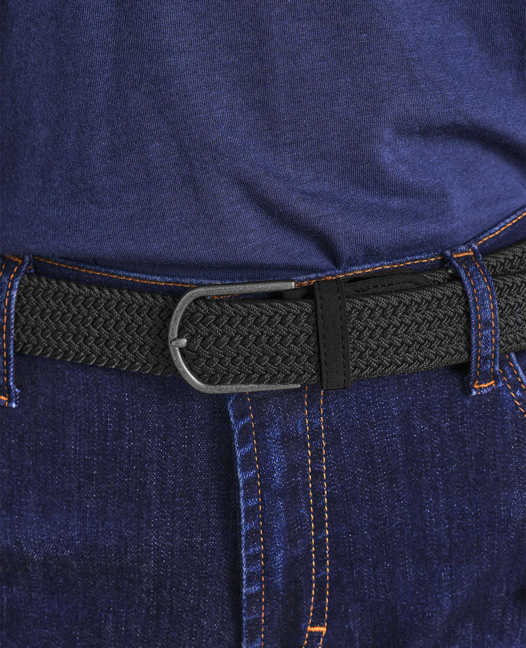 The Voyager - Woven Stretch Belt w/Suede Trim - Charcoal